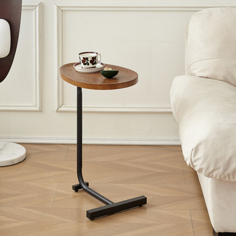 2 pièces, table d'appoint en forme de C, petit canapé pour petits espaces, salon, chambre à coucher, Noir, Brun