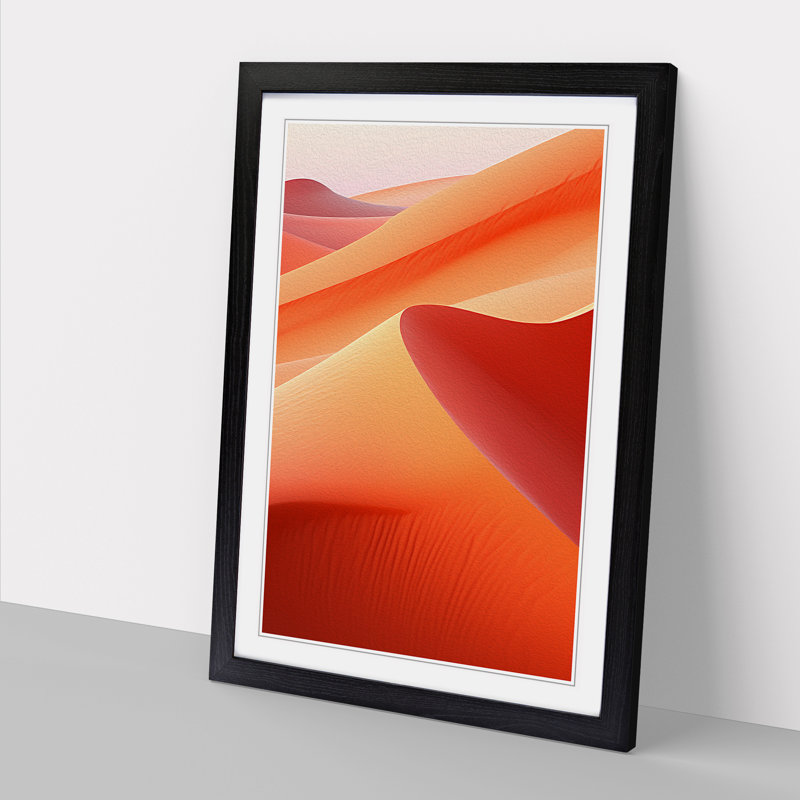 Desert Colour Field - Single Picture Frame Rectangle Print on Wood, 64cm H x 46cm W, Black Framed