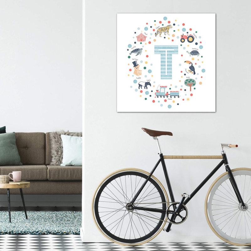 Lettre T - impression d'art graphique, Toile tendue, Aucun mat, H 37 po x l 37 po x P 1,5 po