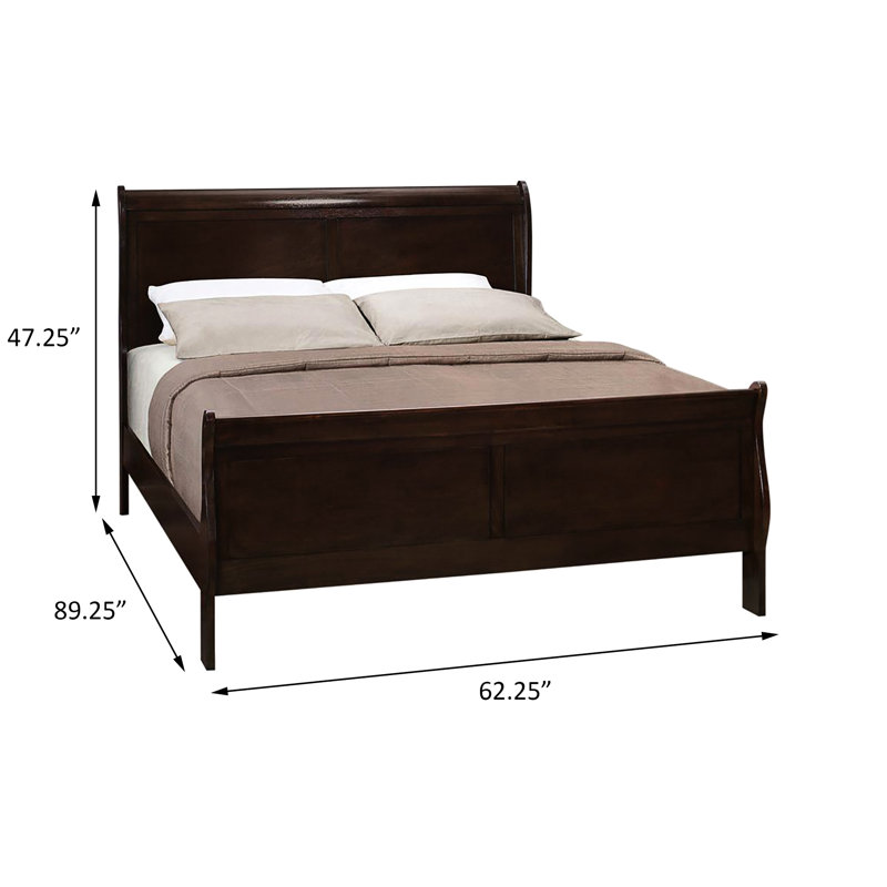 Grand lit Cappuccino, élément de chambre à coucher chaleureux, lit de style classique avec structure en bois franc asiatique en cappuccino, cadre pour