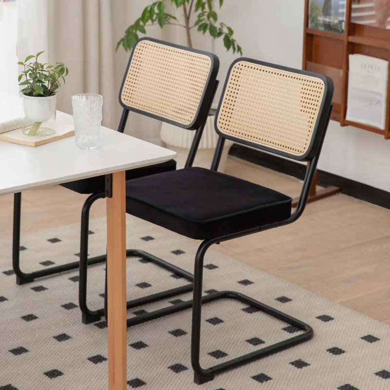 Chaises de salle à manger en velours avec pieds, Noir, Noir