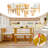 Modular 6-Piece Farmhouse Dining Set - Natural Wood & Cream Upholstery, Reconfigurable for Small Spaces