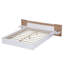 Grand lit plateforme avec tête de lit, tablettes, ports et prises USB, blanc