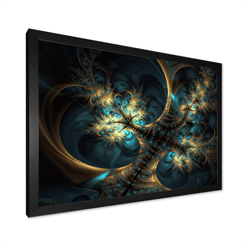 Or et bleu, l'abandon de la fractale II - impression, Cadre photo noir, H 12 po x l 20 po x P 1 po