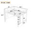 Grand lit mezzanine en métal blanc avec garde-corps, échelles doubles et un meuble facile à assembler pour la chambre à coucher