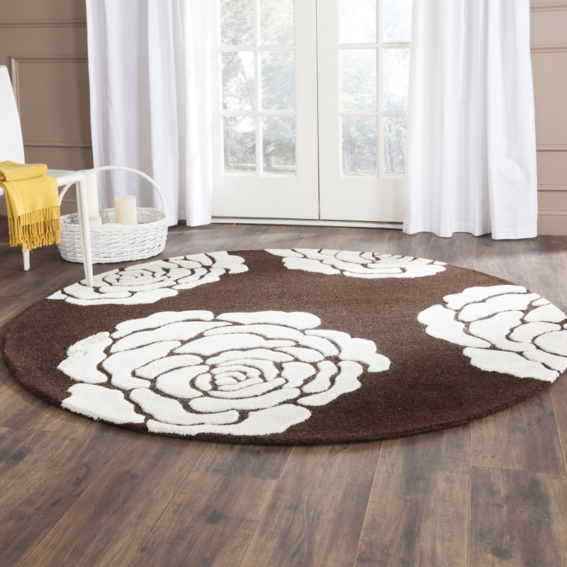 Cannen Hand Tufted Wool Floral Rug, Rectangle 4' x 6'