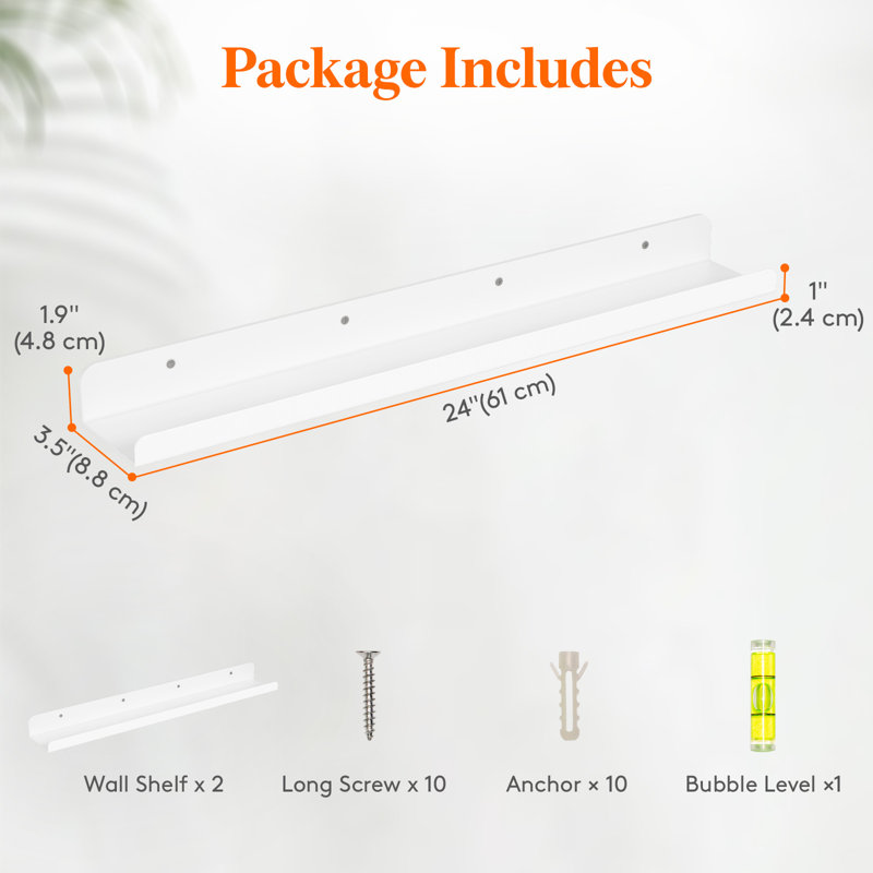 Floating Shelf, 1.89cm H x 24.02cm W x 3.74cm  D