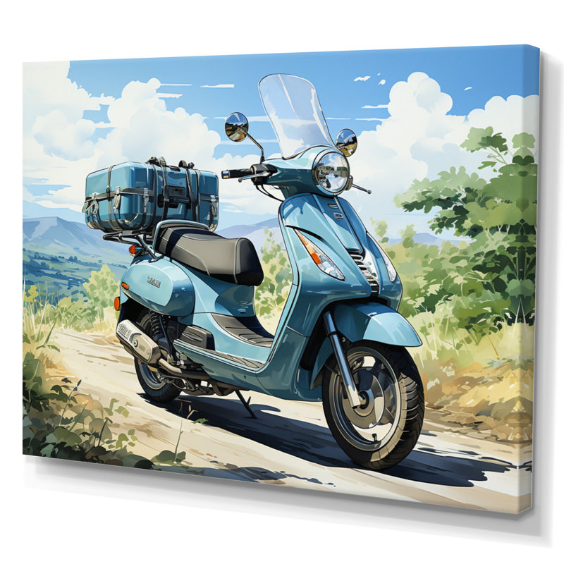 «Blue Scooter», impression sur toile, Toile tendue, H 12 po x l 20 po x P 1 po