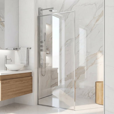 Écran de douche à cadre fixe de l 34 po x H 74 po avec verre de 3/8 po Meridian