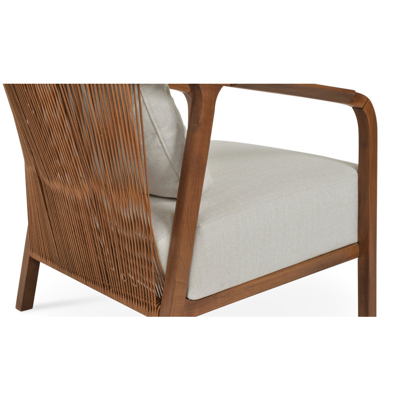 Drops Armchair in Fabric, Beige Cotton Blend
