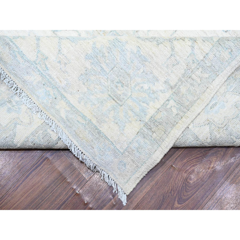 Tapis noué à la main en laine biologique blanc givré 10 pi 2 po x 14 pi 1 po A2734F21A5DC461F8F72763453DE14F4