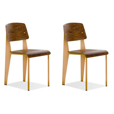 Brown Solid back side Chair(Set of 2)