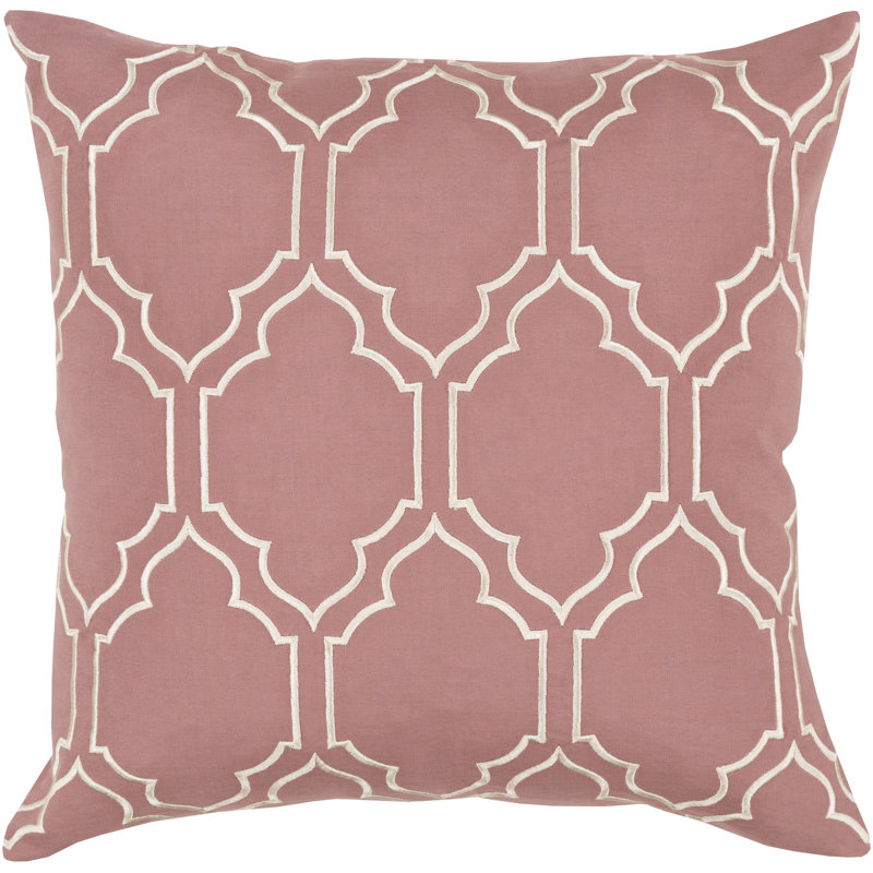 Skyline Geometric Throw Pillow, 18" H x 18" W x 4" D, Plum / Ivory