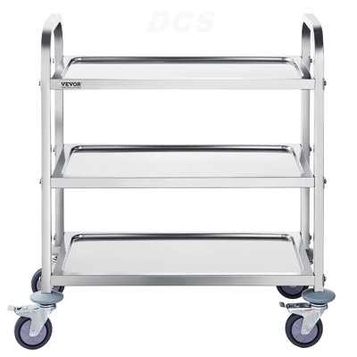 VEVOR Stainless Steel Cart, 3 Layers Lab Utility Cart 400 Lbs Weight Capacity, Medical Cart With Lockable Universal Wheels, For Lab, Clinic, Kitchen, Salon