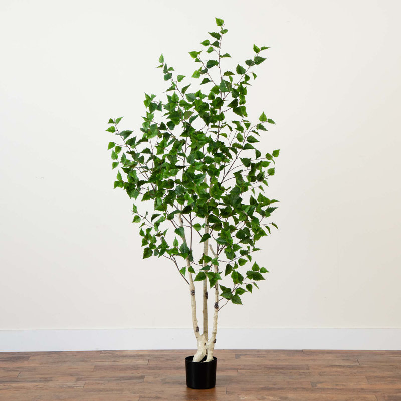 72'' Faux Birch Tree in Pot Liner