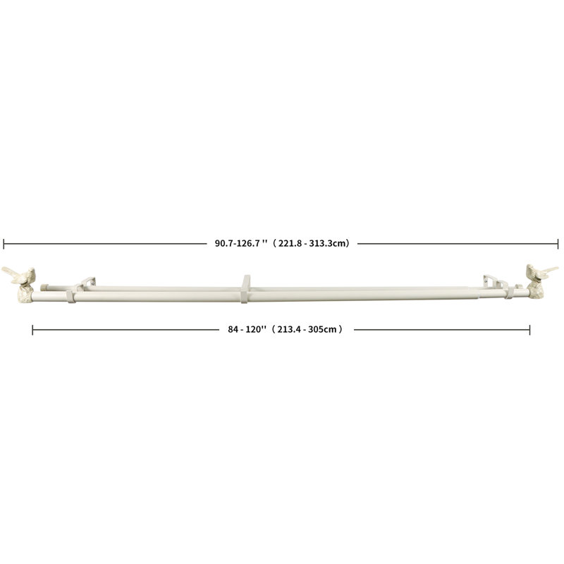 Tringle à rideaux double réglable 1 po, Blanc champêtre, 84" - 120"