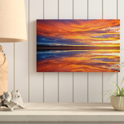 « coucher de soleil sur le lake », reproduction de photo sur toile tendue