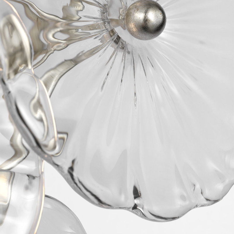 Julie Neill Gianna 21" Layered Sconce with Clear Glass, Clear, Burnished Silver Leaf