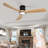 52'' Natural Log Recessed Mount Ceiling Fan Light With Lighting And Remote Control, Log Colour Wooden Fan Blade, Silent Reversible Dc Motor, Light Memory, 6 Speed, Suitable For Bedroom/living Room Etc.