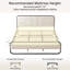 Lit plateforme tapissier Nelsie avec tête de lit capitonnée en velours, tissu blanc, structure noire-1011279371-1069955231