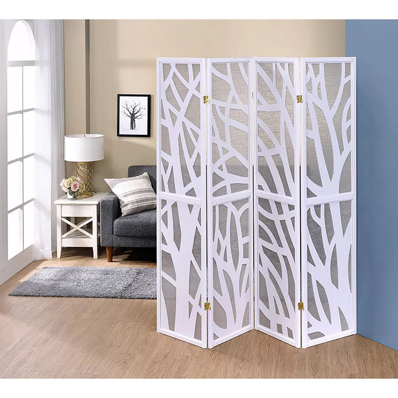 Cloison 4 panneaux en bois massif l 69 po x H 70,5 po Austine, Blanc