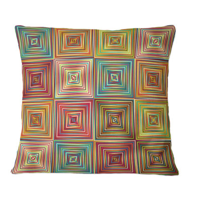 Coussin décoratif géométrique géométrique rectangulaire en bleu et orange