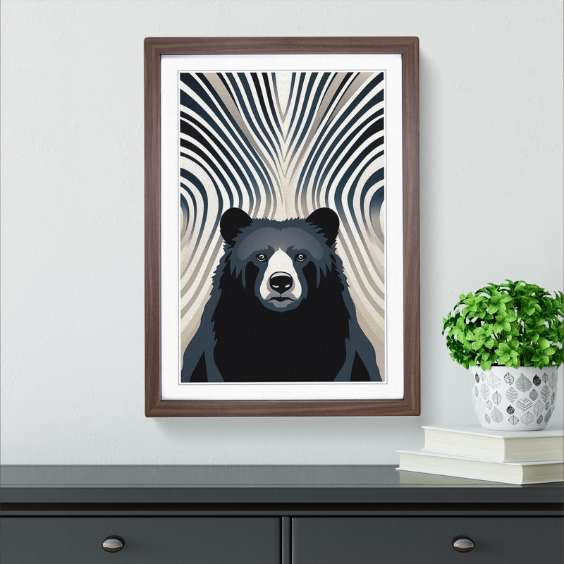 Bear Op No.3 - Single Picture Frame Print on Wood, 64cm H x 46cm W x 2cm D, Walnut Framed