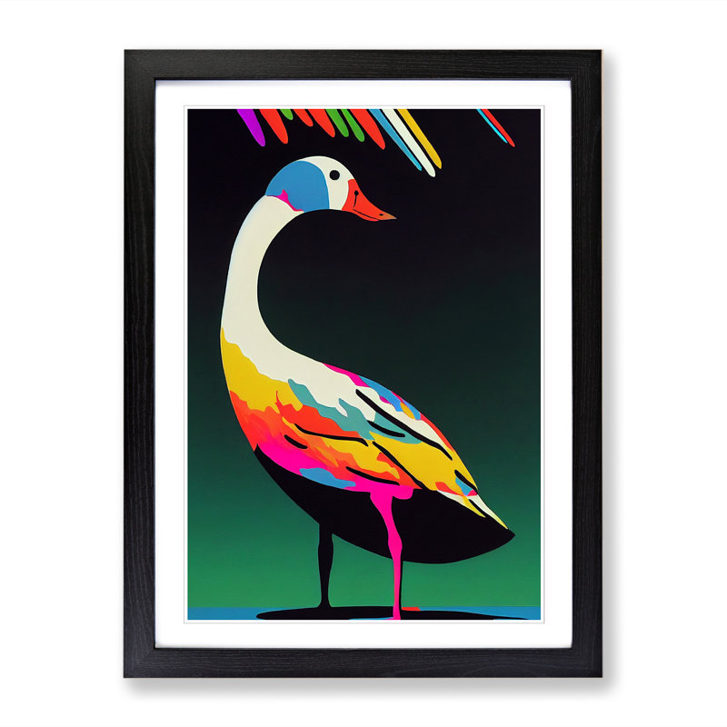 Goose Painting Pop Art - Picture Frame Print, Black, 64cm H x 46cm W x 2cm D