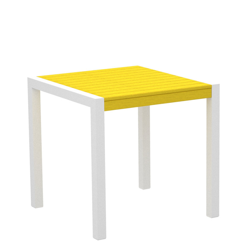 POLYWOOD MOD Dining Table, Lemon, White, 29.75" W x 29.75" D