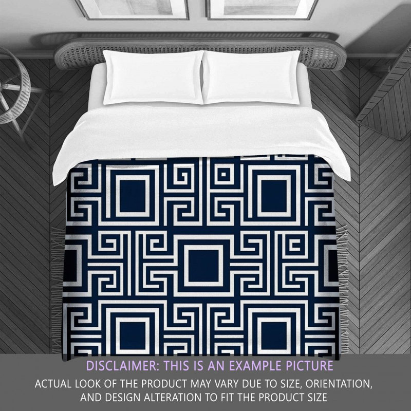 Polyester Comforter, Queen Comforter, Navy/Silver Geometric