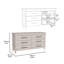 Commode double 6 tiroirs Paris, quatre pieds, plateau supérieur, gris clair