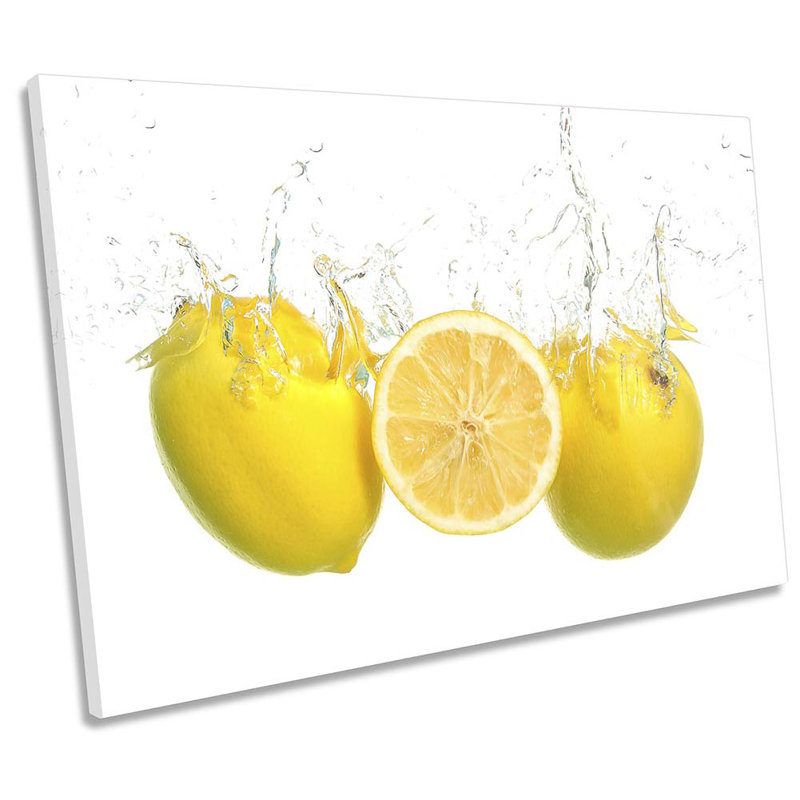 Water Splash Kitchen Lemon - Wrapped Canvas Print, 61cm H x 91.4cm W x 4cm D