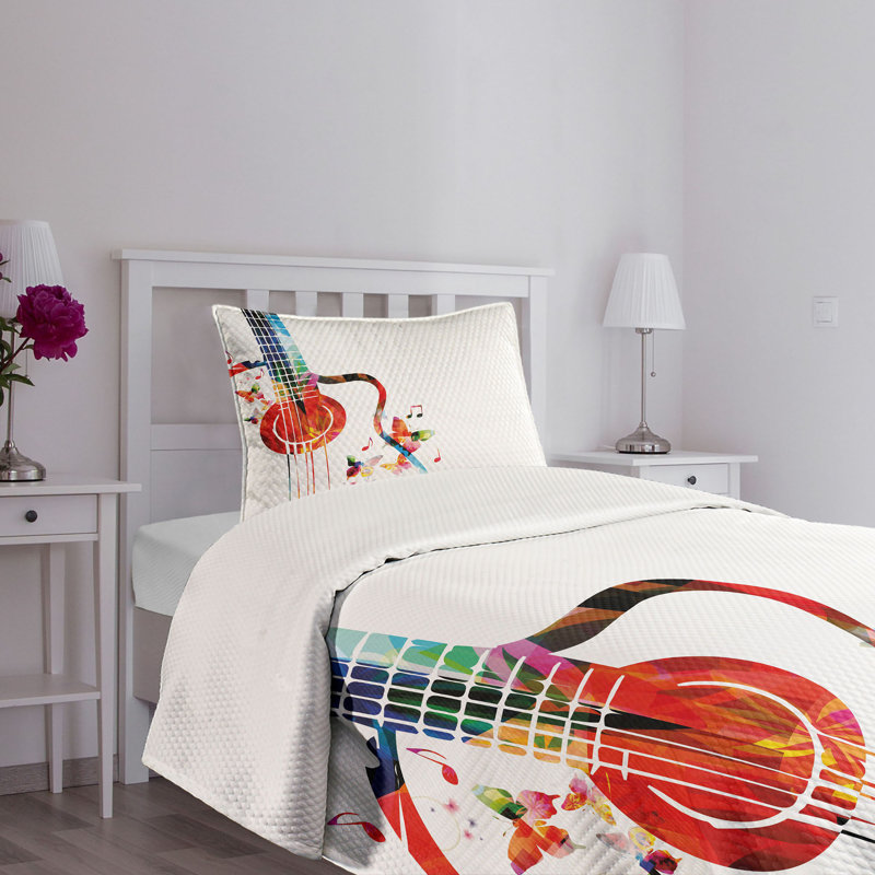 White Quilted Twin Bedspread Set with Pillow Sham
