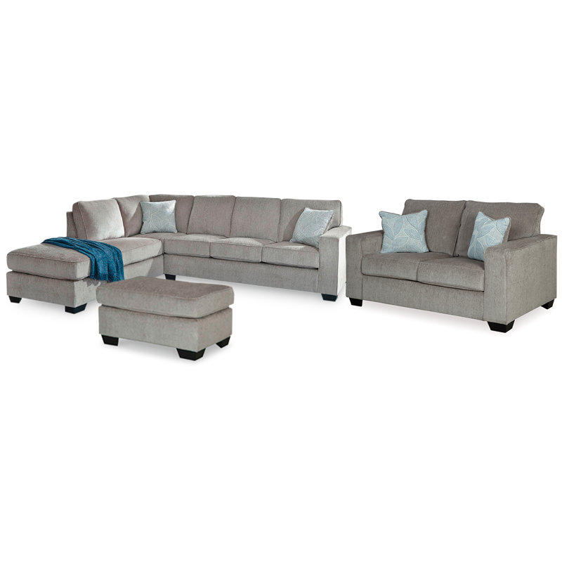 Canapé modulaire 2 pièces avec méridienne, causeuse et repose-pieds Altari