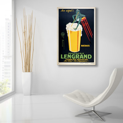 « Brasserie Lengrand », affiche vintage en verre acrylique, 61 x 91 cm (24 x 36 pouces).