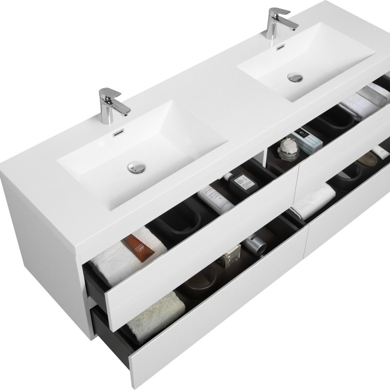 Bathroom Vanity with 4 Soft-Close Drawers, White