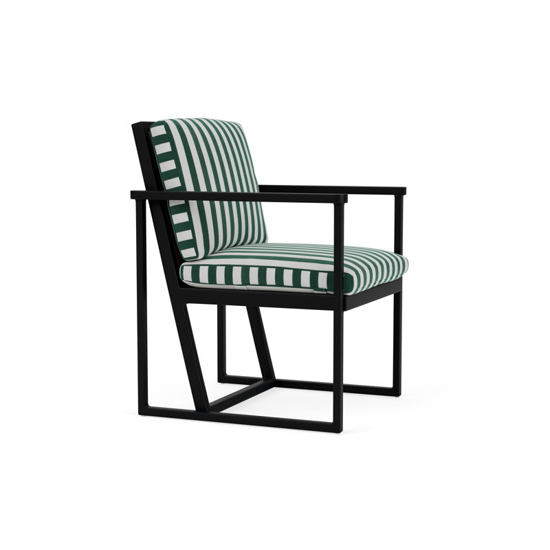 Summit Outdoor Dining Armchair, Ebony, Hickory, Safari White Stripe