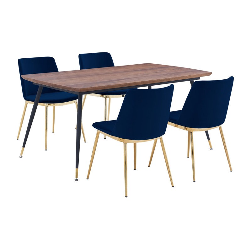 Ensemble de salle à manger Shannon, 1 table et 4 chaises, Bleu