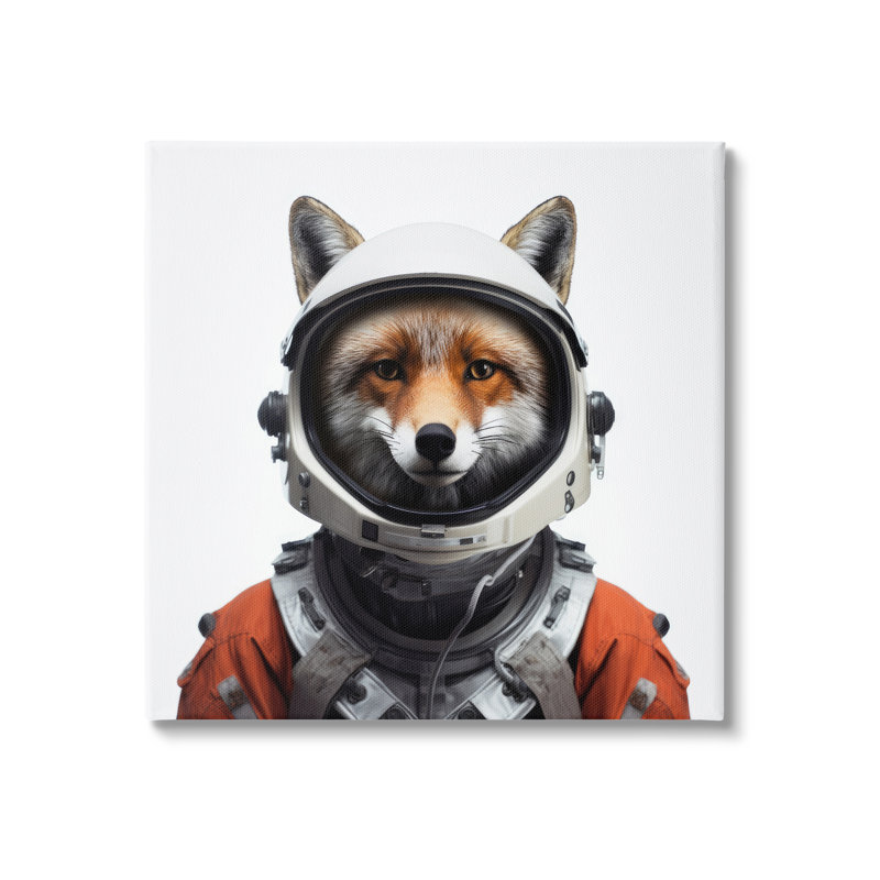 Renard dans un costume sur toile, H 36 po x l 36 po x P 1,5 po