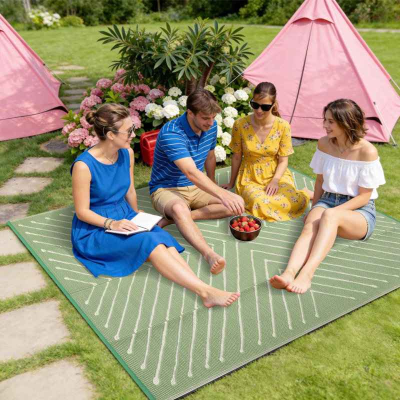 Tapis de paille en plastique pour l'extérieur pour camping-car, Ivory, Rectangle 5' x 8'