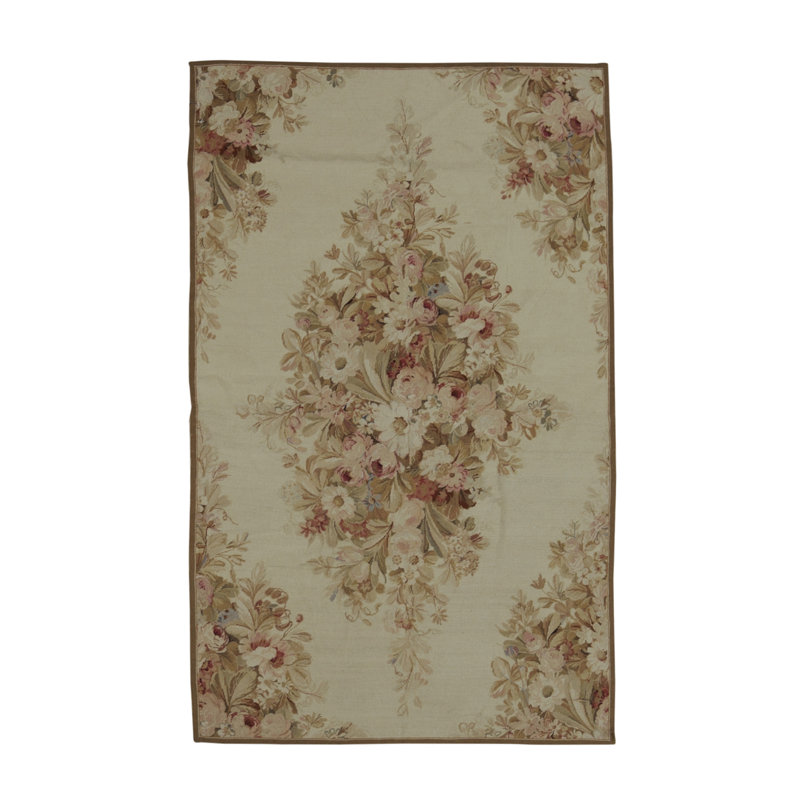 Tapis gris clair et brun noué à la main de haute qualité
