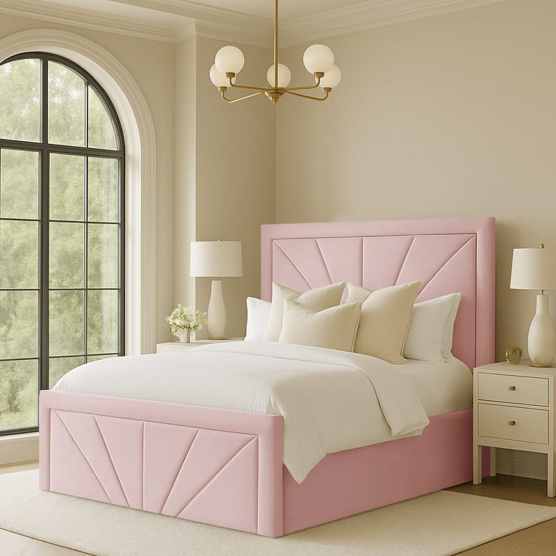 Upholstered Ottoman Storage Bed, Kingsize (5'), Pink