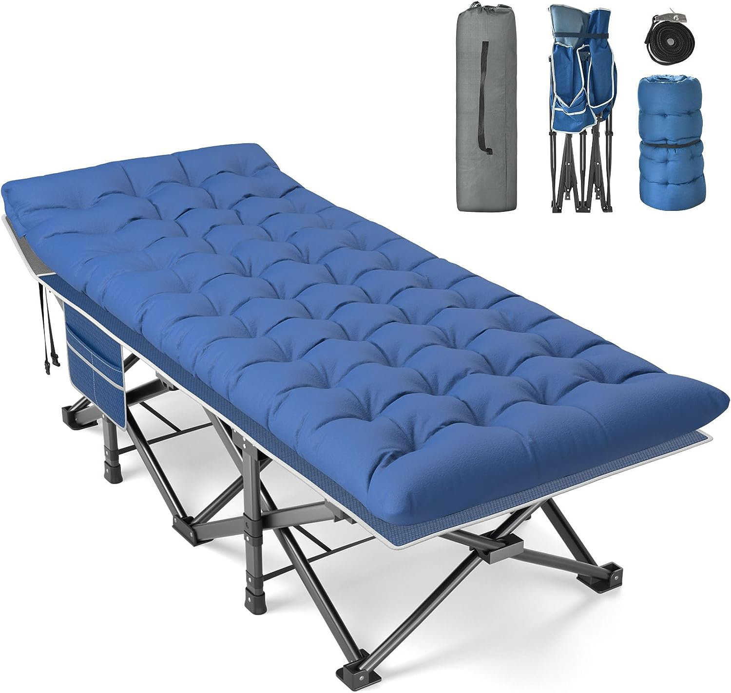 Suteck Folding Camping Cot XXL, 79" L x 32" W x 19" H Oversized Sleeping Cot with Mattress and