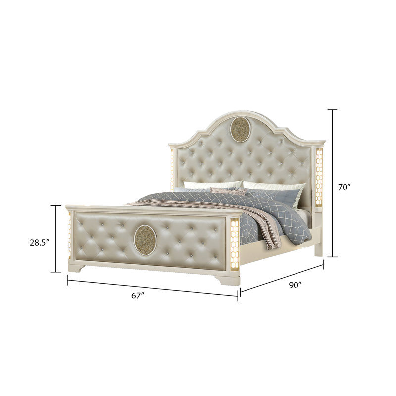 Devien Upholstered Bed with LED Lighting, Queen