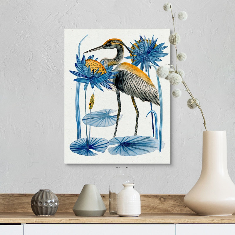 Reproduction d’art sur toile, "Heron pond I" par Melissa Wang, Toile tendue, H 14 po x l 11 po x P 1,25 po