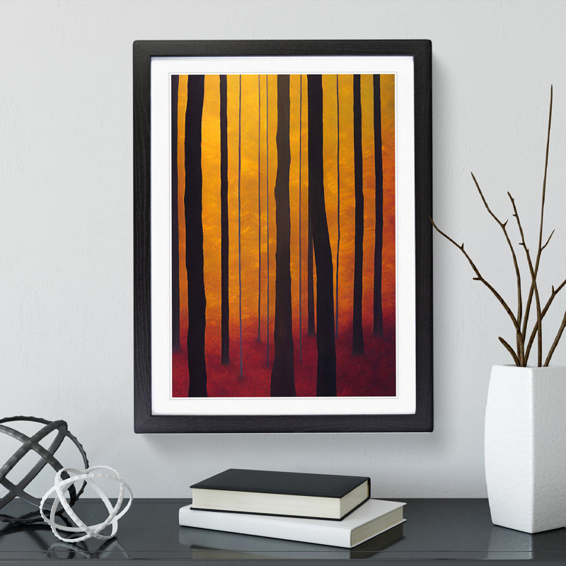 Boho Forest - Wall Art, Black Framed, 36cm H x 27cm W x 2cm D, White
