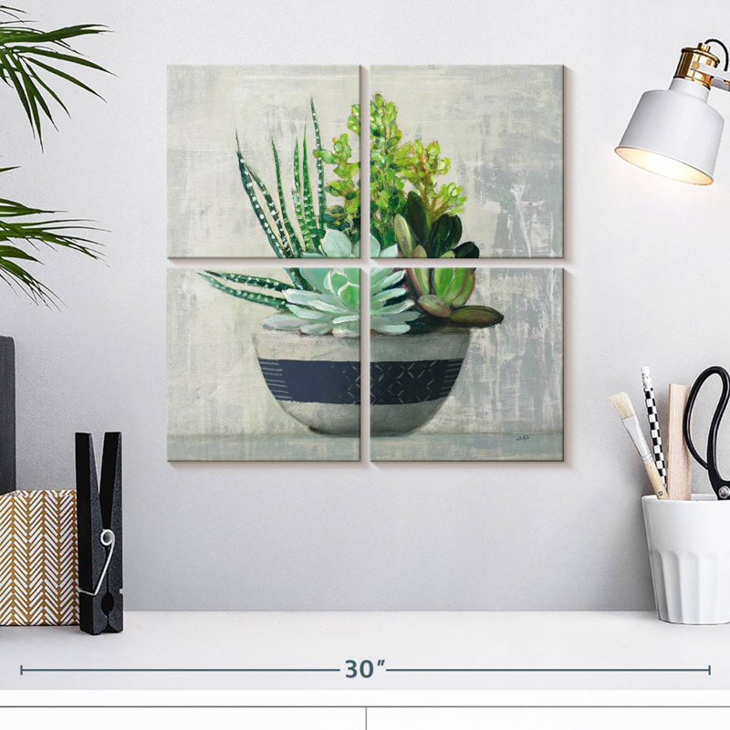 Harnek Succulent Still Life II - bleu marine, H 18 po x l 18 po