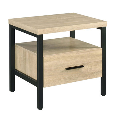 Table d'appoint rustique en chêne et en noir avec tiroir - pour divers espaces de détente