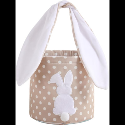 Panier de lapin de Pâques, sac de transport de cadeaux et de chasse aux œufs, sac à main en toile de lapin (pois A)