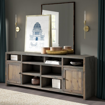 Columbia 84" No Assembly Required Barnwood Finish TV Stand, For TVs Up To 95"